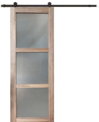 Porte Coulissante Frake Vitrée H204 x L83 cm, railroulette, coquilles