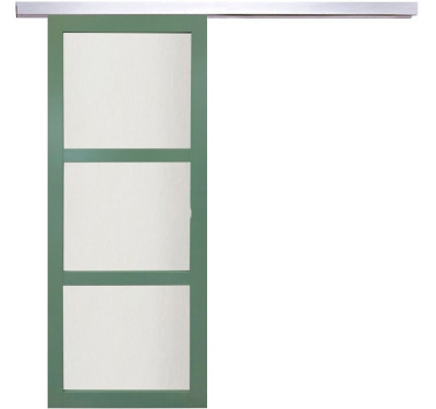 Porte Coulissante Vert Pâle Vitrée H204 x L83 cm, rail alu