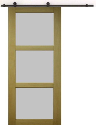 Porte Coulissante Ayous 3 Panneaux Gris Clair H204 x L73 cm, Rail roulettes