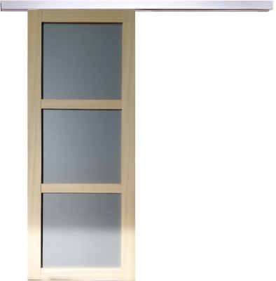 Porte Coulissante Ayous 3 Panneaux Gris Clair H204 x L73 cm, Rail Alu