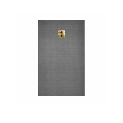 Receveur de Douche à Carreler 120x80cm avec Bonde à Sortie Verticale - Grille Finition Or Brossé