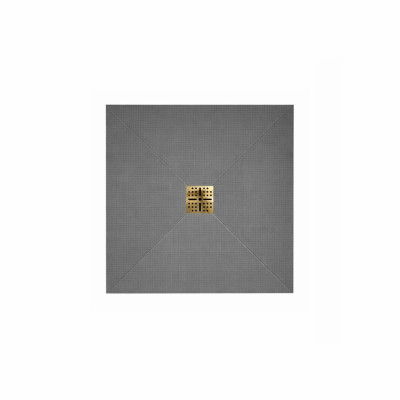 Receveur de Douche à Carreler 90x90cm avec Bonde à Sortie Verticale - Grille Finition Or Brossé