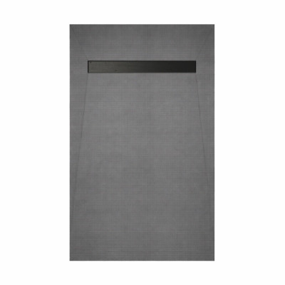 Receveur de Douche à Carreler 140×80cm à Ecoulement Linéaire - Grille Noire et Bonde