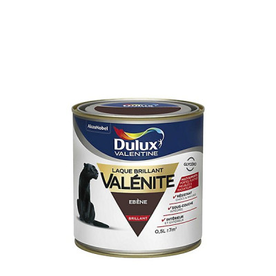 Peinture laque pour boiseries Valénite brillant ebène 0,5 L Dulux Valentine 