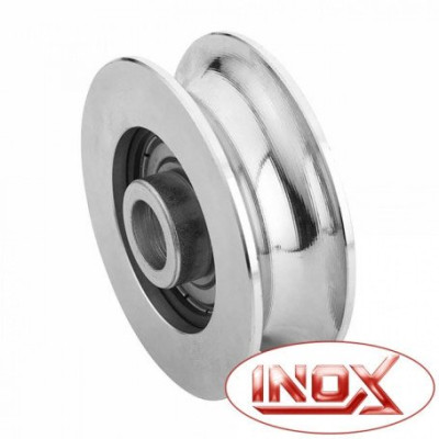 Roue gorge U sur roulement pour portail 20 mm Ø 80 mm inox ESTEBRO