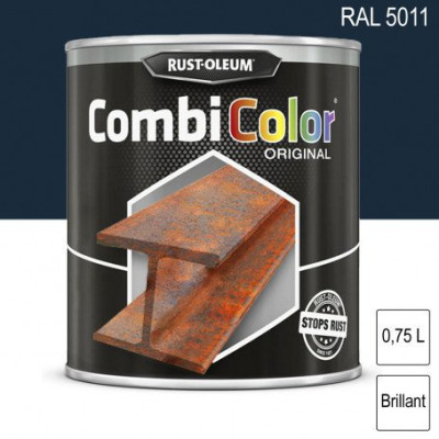 PEINTURE FER 750 ML RAL 5011 BRILLANT BLEU ACIER RUST-OLEUM