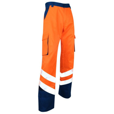 PANTALON HAUTE VISIBILITE BALISE BLEU/ORANGE TAILLE 56 LMA