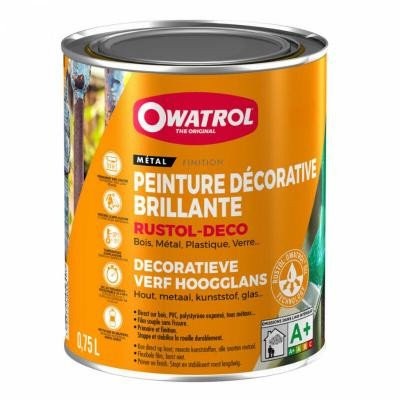 Peinture antirouille décorative RUSTOL DECO BRILLANT Bleu outremer RAL 5002 0.75 L Owatrol