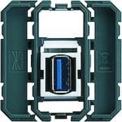 Prise USB 3.0 Gallery - Fonction traversante - HAGER - WXF644