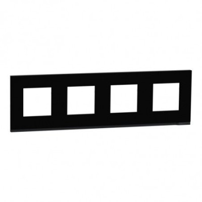 Plaque Unica Pure - 4 postes Gomme noire - SCHNEIDER ELECTRIC - NU600882