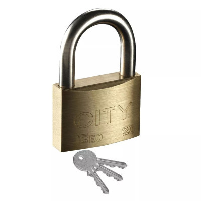 Cadenas à clés s'entrouvrants corps laiton anse acier cémenté City 45 ISEO