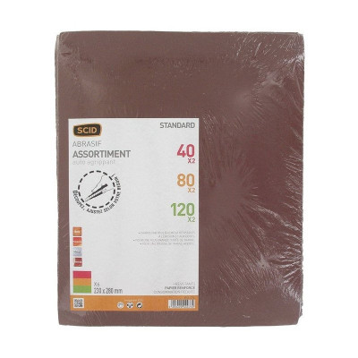 FEUILLE ABRASIVE CORINDON AUTOGRIPPANT ASSORTIE LOT DE 6 SCID