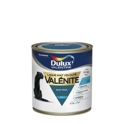LAQUE GLYCERO MAT 0,5 L BLEU PAON VALENITE DULUX VALENTINE