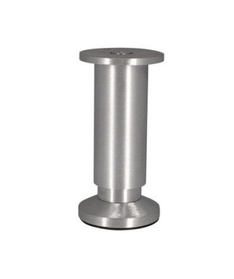 Pied Meuble Cylindrique Réglable Aluminium Brossé Gris INTERGES