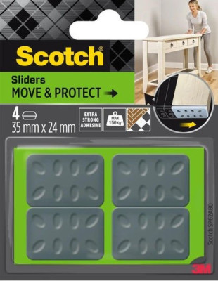 Glisseur alvéolé adhésif gris métal 35x24 mm lot de 4 SCOTCH