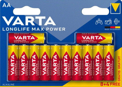 PILE ALCALINE LR06 AA X 8+4 MAX POWER VARTA