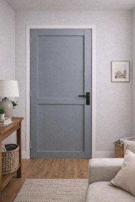Bloc Porte Athena Gris Clair 2 panneaux H204 x L83 cm Côte Tableau P.Droit,Poignee