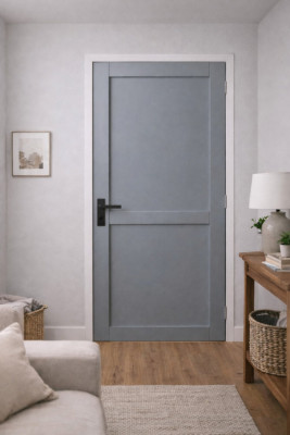 Bloc Porte Athena Gris Clair 2 panneaux H204 x L83 cm Côte Tableau P.Gauche,Poignee