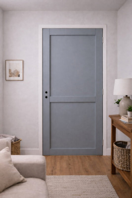 Bloc Porte Athena Gris Clair 2 panneaux H204 x L83 cm Côte Tableau P.Gauche