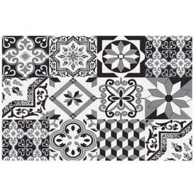 Tapis absorbant BOSTON Carreaux Ciment noir/blanc 40x60 cm épaisseur 5 mm ID GROUP