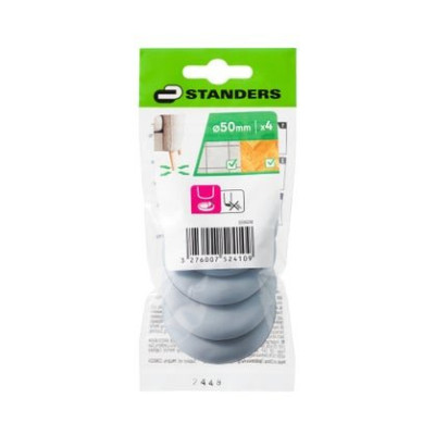 Lot de 4 patins gliss + adhésif gris 50 mm STANDERS