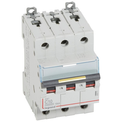 Disjoncteur DX³ 3 pôles 10A Courbe C pouvoir de coupure 10000A / 16kA LEGRAND - 409271
