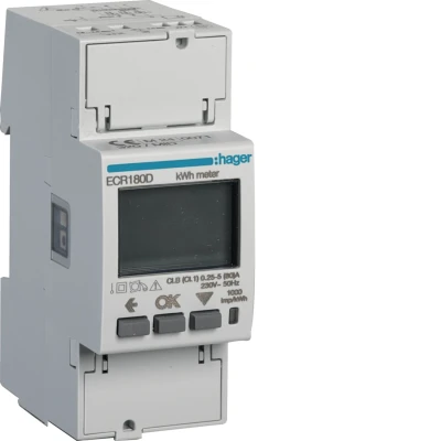 Compteur d'énergie monophasé 80A communication Modbus certification MID HAGER - ECR180D