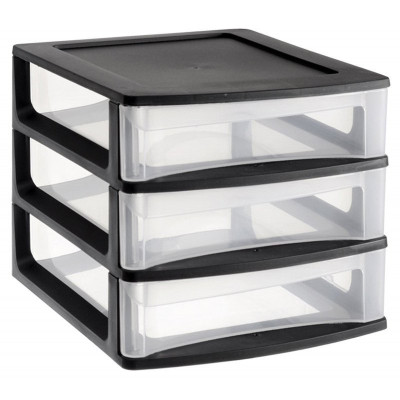Module de rangement A6 3 tiroirs coloris noir EDA 