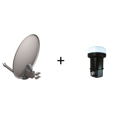 Kit parabole en acier 60cm avec tête LNB Single et accessoires de fixation CAE - KIT604