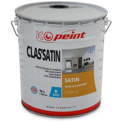 PEINTURE MUR ET PLAFOND SATIN 15 L CLAS'SATIN BASE ICOPEINT