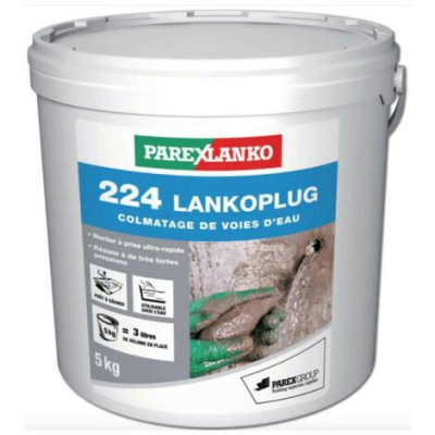 Mortier de blocage des infiltrations d'eau à prise ultrarapide 224 Lankoplug 5kg - PAREXLANKO