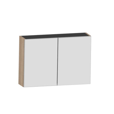 ARMOIRE DE TOILETTE INFINY BOIS GRIS 2 PORTES MIROIR LONGUEUR 80 CM