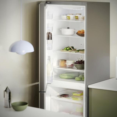 PORTE REFRIGERATEUR PIGMENTS GRIS BRILLANT INOX 132.7x59.7 CM