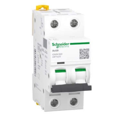 Disjoncteur Acti9 iC60N 2 pôles 20A Courbe D pouvoir de coupure 6kA  - A9F75220 SCHNEIDER ELECTRIC