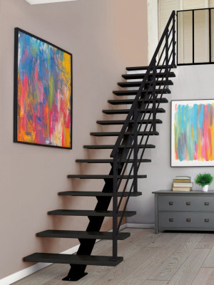 RAMPE 14 MARCHES METAL NOIR POUR ESCALIER NEW YORK