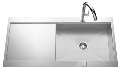 Evier à encastrer Caruso 1 grand bac, 1 égouttoir coloris Inox lisse Luisina