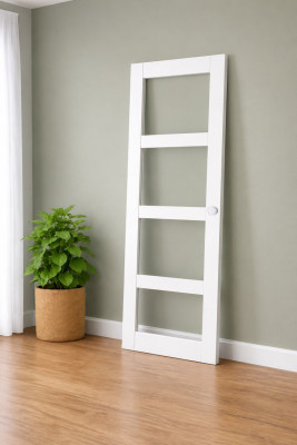 Porte Coulissante Tana Blanc Vitree H204 X L63, Coquilles Blanc