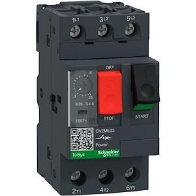 Disjoncteur moteur magnétothermique TeSys GV2ME réglage 0,25A à 0,40A GV2ME03 - SCHNEIDER