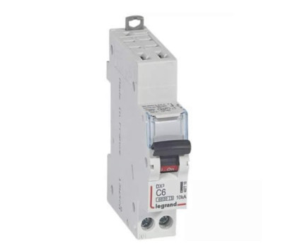 Disjoncteur Phase+Neutre DX3 6A courbe C unique borne auto 407710 - LEGRAND
