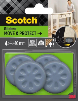 Patins adhésifs alvéolé eur diamètre 40 mm gris - SCOTCH 3M