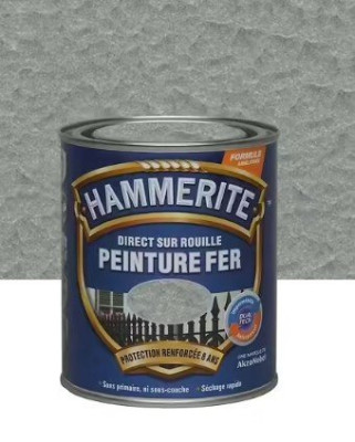 PEINTURE ANTIROUILLE 0.75 L GRIS ARGENT MARTELE HAMMERITE