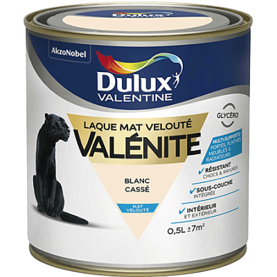 LAQUE GLYCERO MAT 0,5 L BLANC CASSE VALENITE AKZO NOBEL