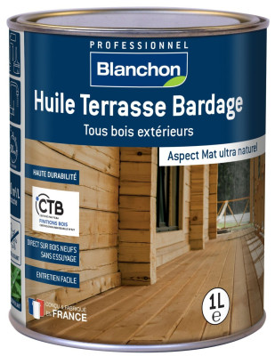 HUILE TERRASSE BARDAGE 1 L BOIS GRISE BLANCHON