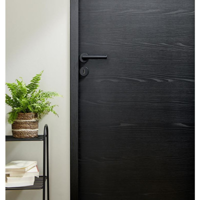 Bloc-porte Raphy noir inserts noir âme agglomérée H204xL73cm gauche huisserie 90 - LAPEYRE