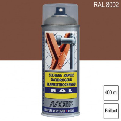PEINTURE AEROSOL 400 ML RAL 8002 BRUN DE SECURITE BRILLANT MOTIP