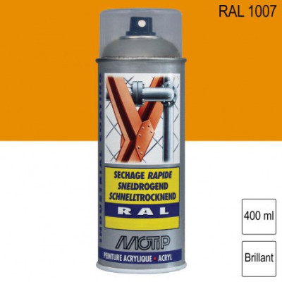 PEINTURE AEROSOL 400 ML RAL 1007 JAUNE NARCISSE BRILLANT MOTIP