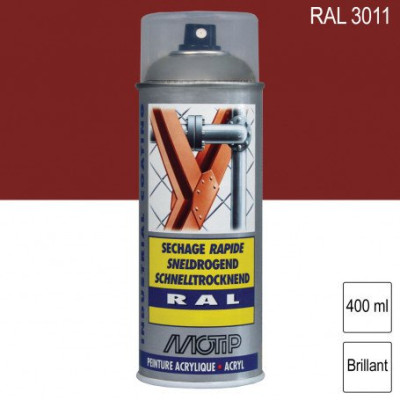 PEINTURE AEROSOL 400 ML RAL 3011 ROUGE BRUN BRILLANT MOTIP