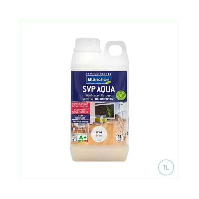 Vitrificateur parquet pur-polyuréthane SVP Aqua satiné bidon 1L (1,105kg) - BLANCHON