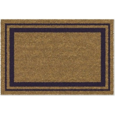 Tapis coco naturel épaisseur 15 mm 40x60 cm bordure bleue ID GROUP