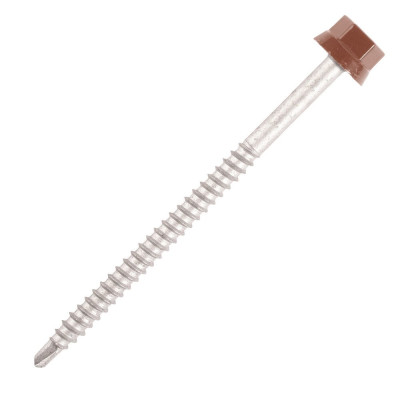 Vis bac acier sommet de nervure support bois TH12 6,3x150 mm RAL8012 boîte de 100 SCELL-IT